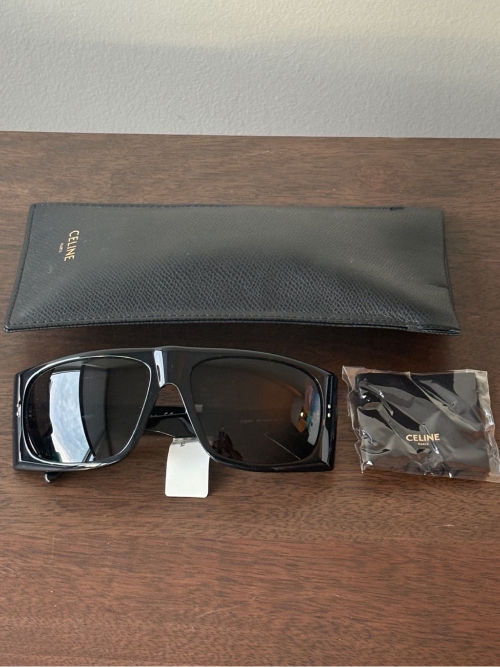 Celine Cl40089i Black Acetate Sunglasses Nwt W/ Case